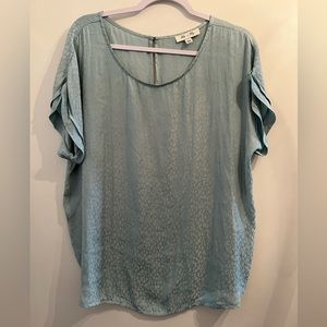 She + Sky Leopard print Silk Blouse Size Large